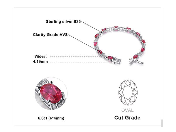 Reine - Bracelet en Argent 925 avec Rubis Naturels