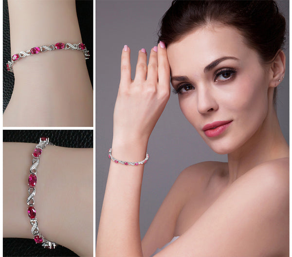 Reine - Bracelet en Argent 925 avec Rubis Naturels
