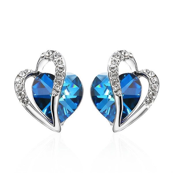 Le coeur de l'ocean - Boucles d'Oreilles en Argent 925 avec Cristaux Swarovzki
