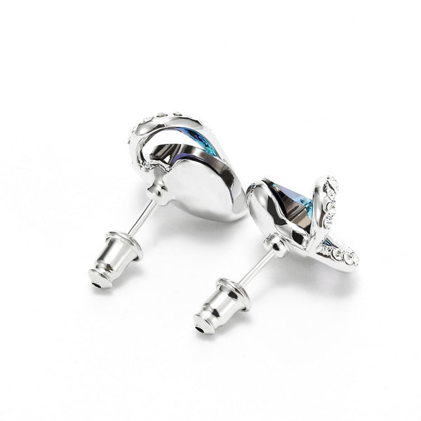 Le coeur de l'ocean - Boucles d'Oreilles en Argent 925 avec Cristaux Swarovzki