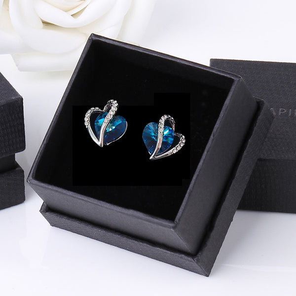 Le coeur de l'ocean - Boucles d'Oreilles en Argent 925 avec Cristaux Swarovzki