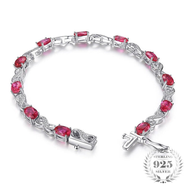 Reine - Bracelet en Argent 925 avec Rubis Naturels