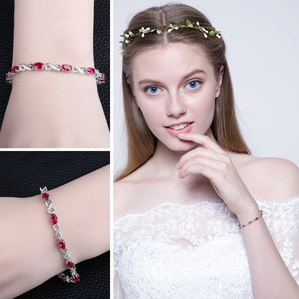 Reine - Bracelet en Argent 925 avec Rubis Naturels