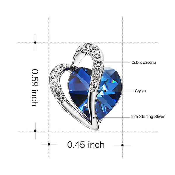 Le coeur de l'ocean - Boucles d'Oreilles en Argent 925 avec Cristaux Swarovzki