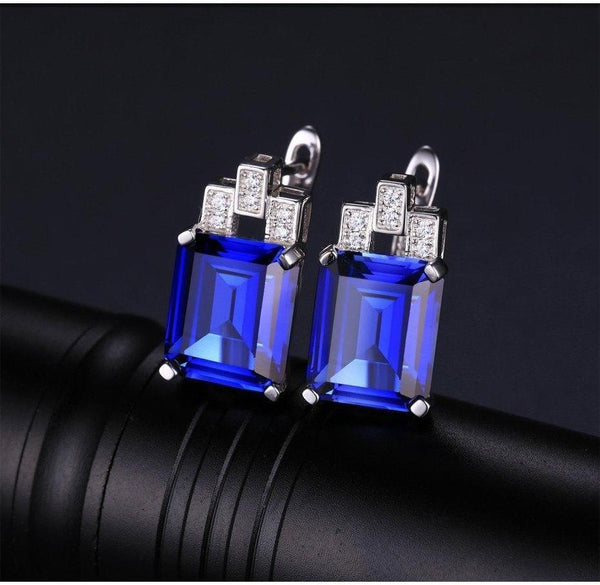 Royal - Boucles d'Oreilles en Argent 925 avec Emeraudes Naturelles