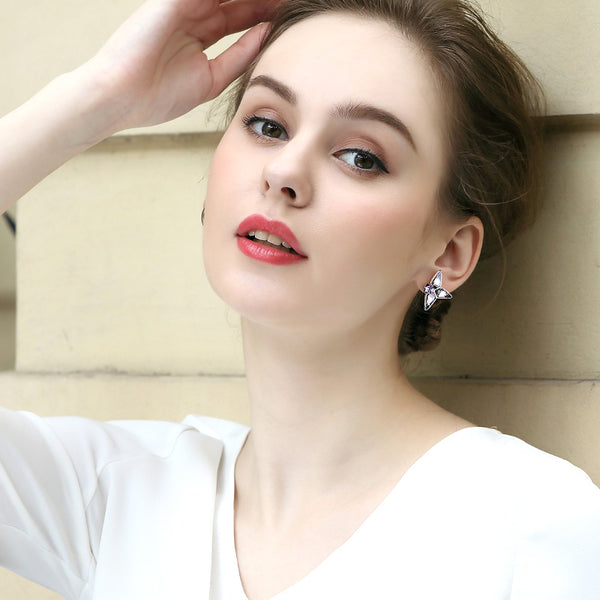 Stella - Boucles d'Oreilles en Argent 925 avec Cristaux  Swarovski
