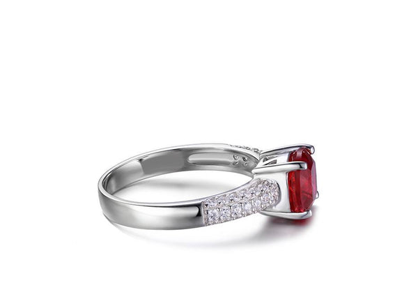 סוליטייר אינטנסיבי - Bague en Argent 925 avec Rubis Naturel