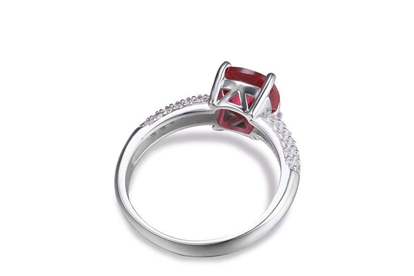 סוליטייר אינטנסיבי - Bague en Argent 925 avec Rubis Naturel