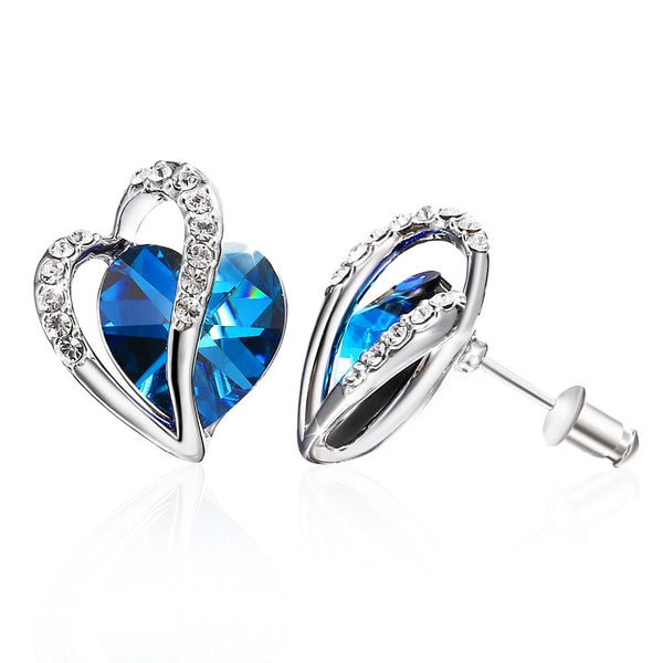 Le coeur de l'ocean - Boucles d'Oreilles en Argent 925 avec Cristaux Swarovzki