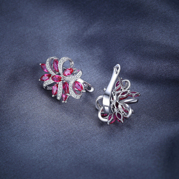 Unique - Boucle d'Oreilles en Argent 925 avec Rubis Naturels
