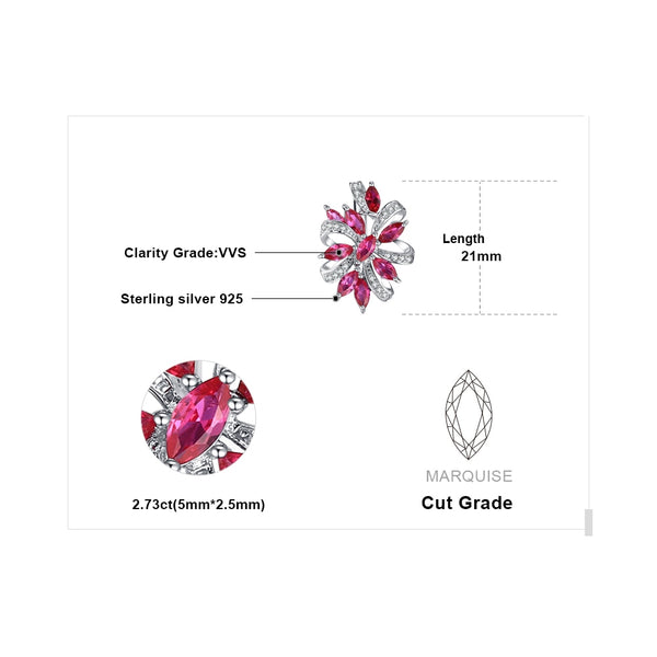 Unique - Boucle d'Oreilles en Argent 925 avec Rubis Naturels