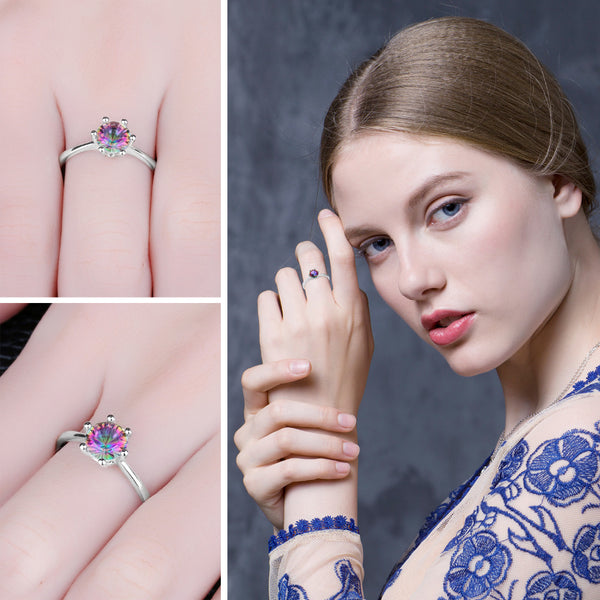 Arc en Ciel - Bague en Argent 925 avec Topaze Naturelle