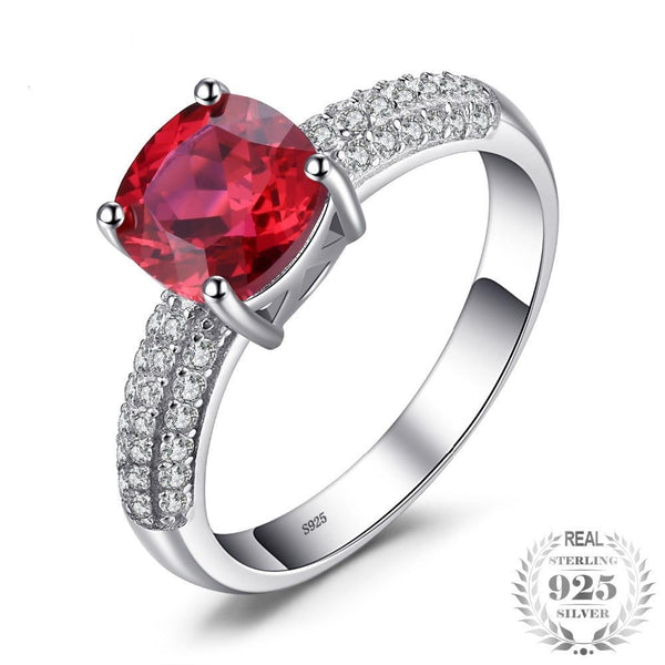 סוליטייר אינטנסיבי - Bague en Argent 925 avec Rubis Naturel