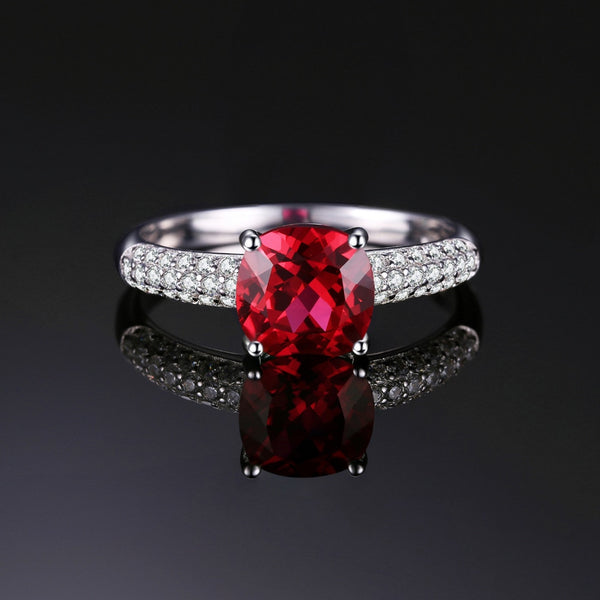 סוליטייר אינטנסיבי - Bague en Argent 925 avec Rubis Naturel