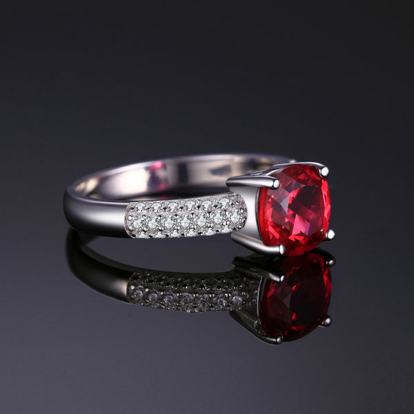 סוליטייר אינטנסיבי - Bague en Argent 925 avec Rubis Naturel