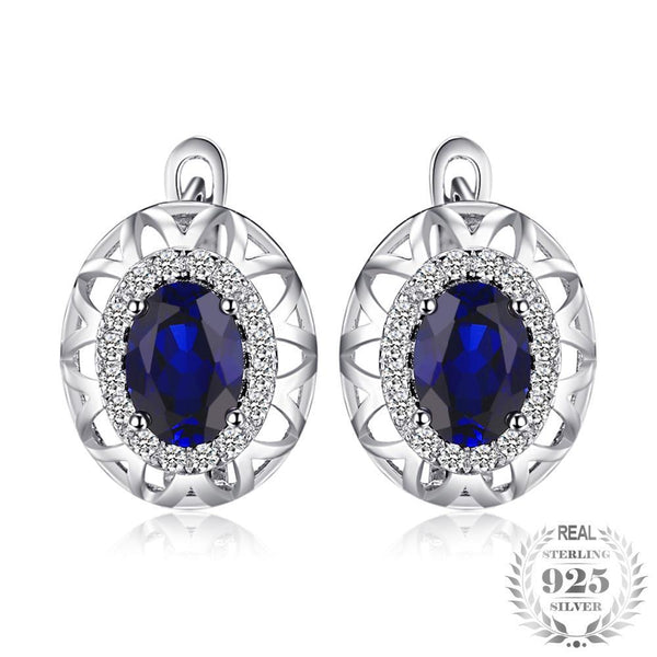 Precious - Boucles d'Oreilles en Argent 925 avec Saphirs Naturels