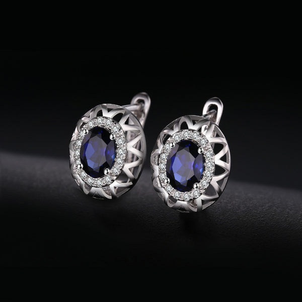Precious - Boucles d'Oreilles en Argent 925 avec Saphirs Naturels