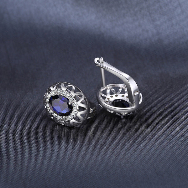 Precious - Boucles d'Oreilles en Argent 925 avec Saphirs Naturels