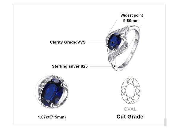 Océane - Bague en Argent med Saphir Naturel