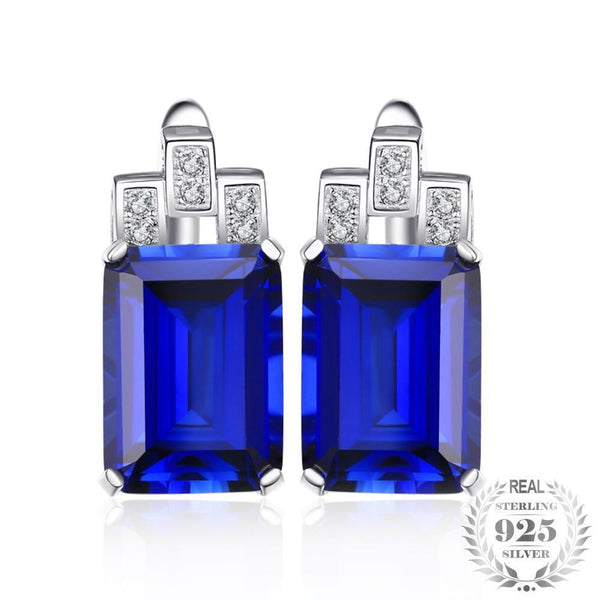 Royal - Boucles d'Oreilles en Argent 925 avec Emeraudes Naturelles