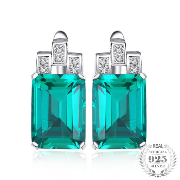Royal - Boucles d'Oreilles en Argent 925 avec Emeraudes Naturelles