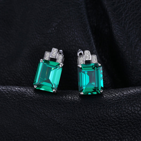 Royal - Boucles d'Oreilles en Argent 925 avec Emeraudes Naturelles