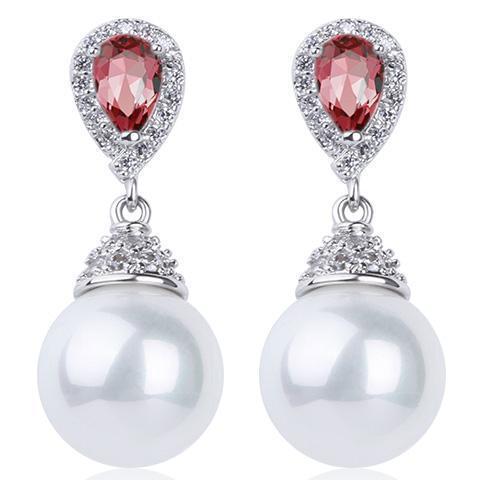Perla - Boucles d'Oreilles en Argent 925 avec Cristaux Swarovszki