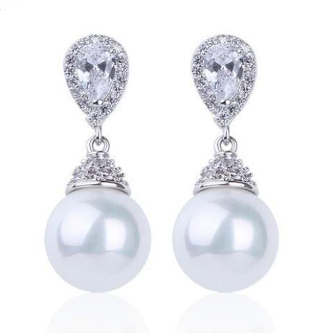 Perla - Boucles d'Oreilles en Argent 925 avec Cristaux Swarovszki