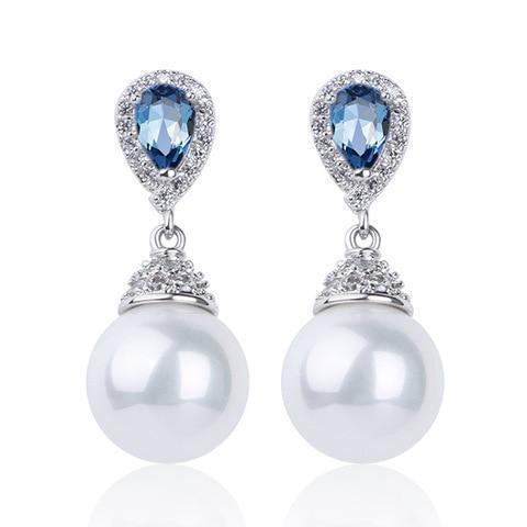 Perla - Boucles d'Oreilles en Argent 925 avec Cristaux Swarovszki