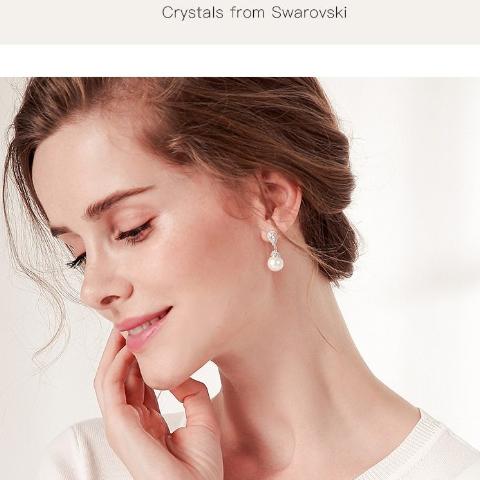Perla - Boucles d'Oreilles en Argent 925 avec Cristaux Swarovszki