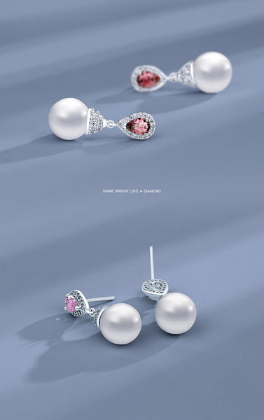 Perla - Boucles d'Oreilles en Argent 925 avec Cristaux Swarovszki