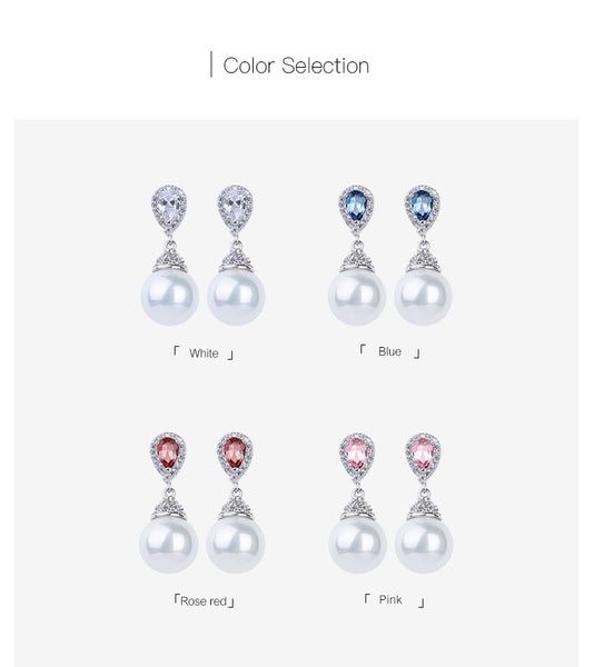 Perla - Boucles d'Oreilles en Argent 925 avec Cristaux Swarovszki