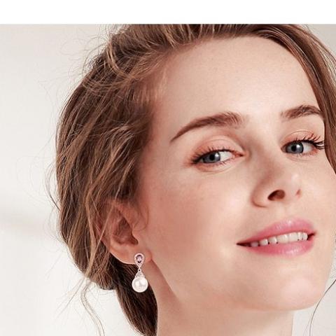 Perla - Boucles d'Oreilles en Argent 925 avec Cristaux Swarovszki
