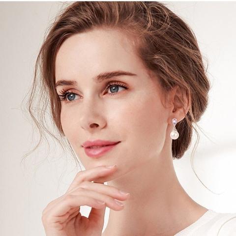 Perla - Boucles d'Oreilles en Argent 925 avec Cristaux Swarovszki
