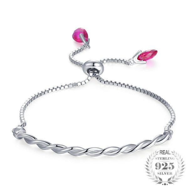 Souplesse Collection - Bracelet en Argent 925 avec Rubis Naturels