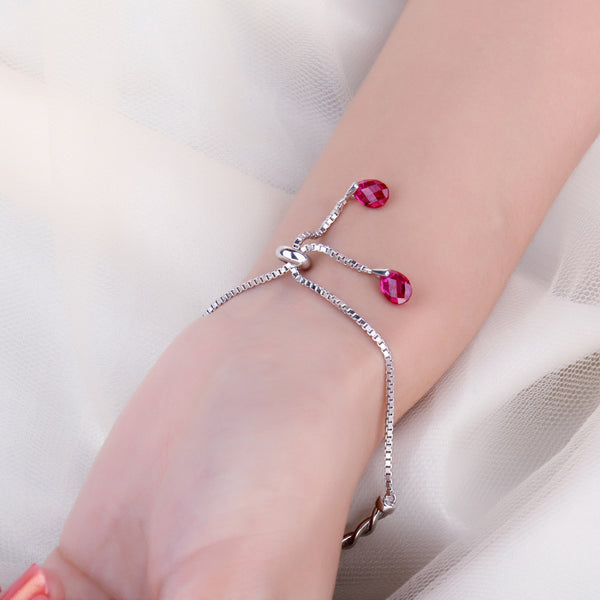 Souplesse Collection - Bracelet en Argent 925 avec Rubis Naturels
