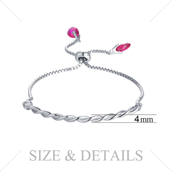 Souplesse Collection - Bracelet en Argent 925 avec Rubis Naturels