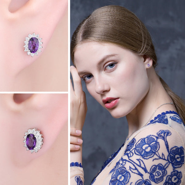 Brillante - Boucle d'Oreilles en Argent 925 avec Cristaux Naturels