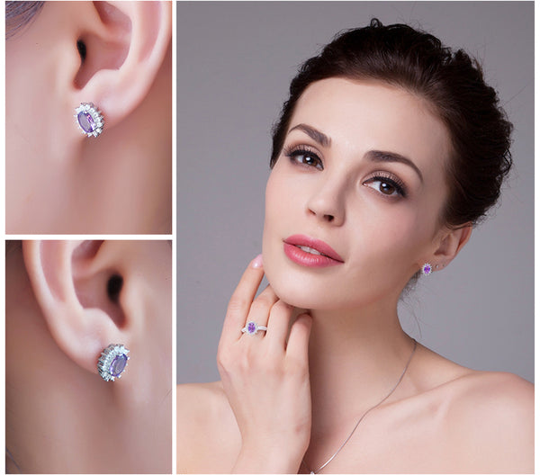 Brillante - Boucle d'Oreilles en Argent 925 avec Cristaux Naturels