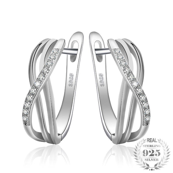 Infinity Love -  Boucle d'Oreilles en Argent 925 avec Zircons Blancs