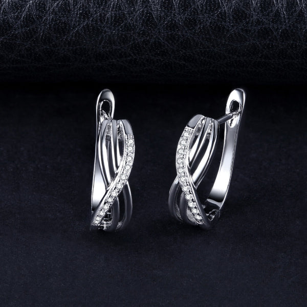 Infinity Love -  Boucle d'Oreilles en Argent 925 avec Zircons Blancs