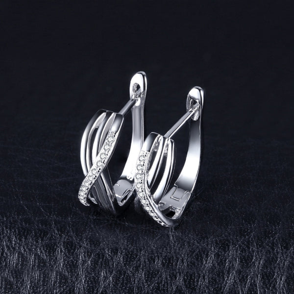 Infinity Love -  Boucle d'Oreilles en Argent 925 avec Zircons Blancs