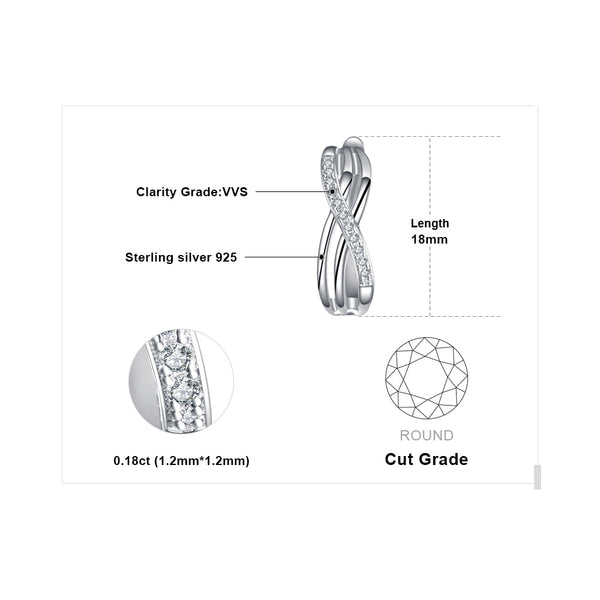 Infinity Love -  Boucle d'Oreilles en Argent 925 avec Zircons Blancs
